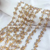 Smoky Quartz Beaded Rosary Chain, 14K Gold Plated Wire Wrapped Chain, Anklets Beads Chain – SELLING BY FOOT